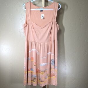 Her Universe Star Wars Tattooine Pink Peach Print Sleeveless Dress Disney Parks
